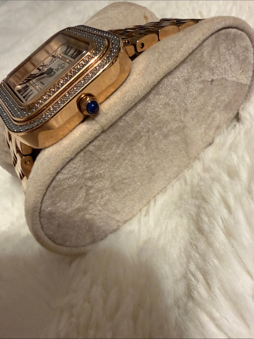 Gold Crystal-Trim Square Dial Women's Bracelet Watch - Picture 4 of 11